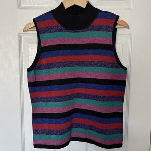 Style & Co. Collection‎ Striped Sleevless Turtle Neck Top